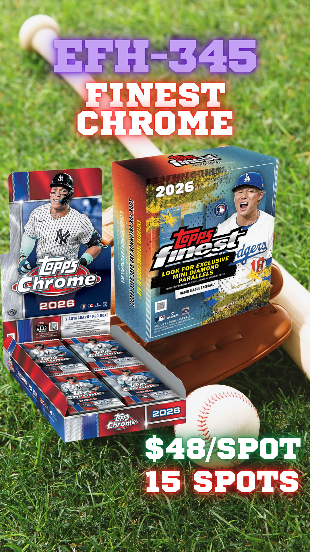 EFH-345 Finest Chrome Baseball 15 spot - 2 Tiered teams
