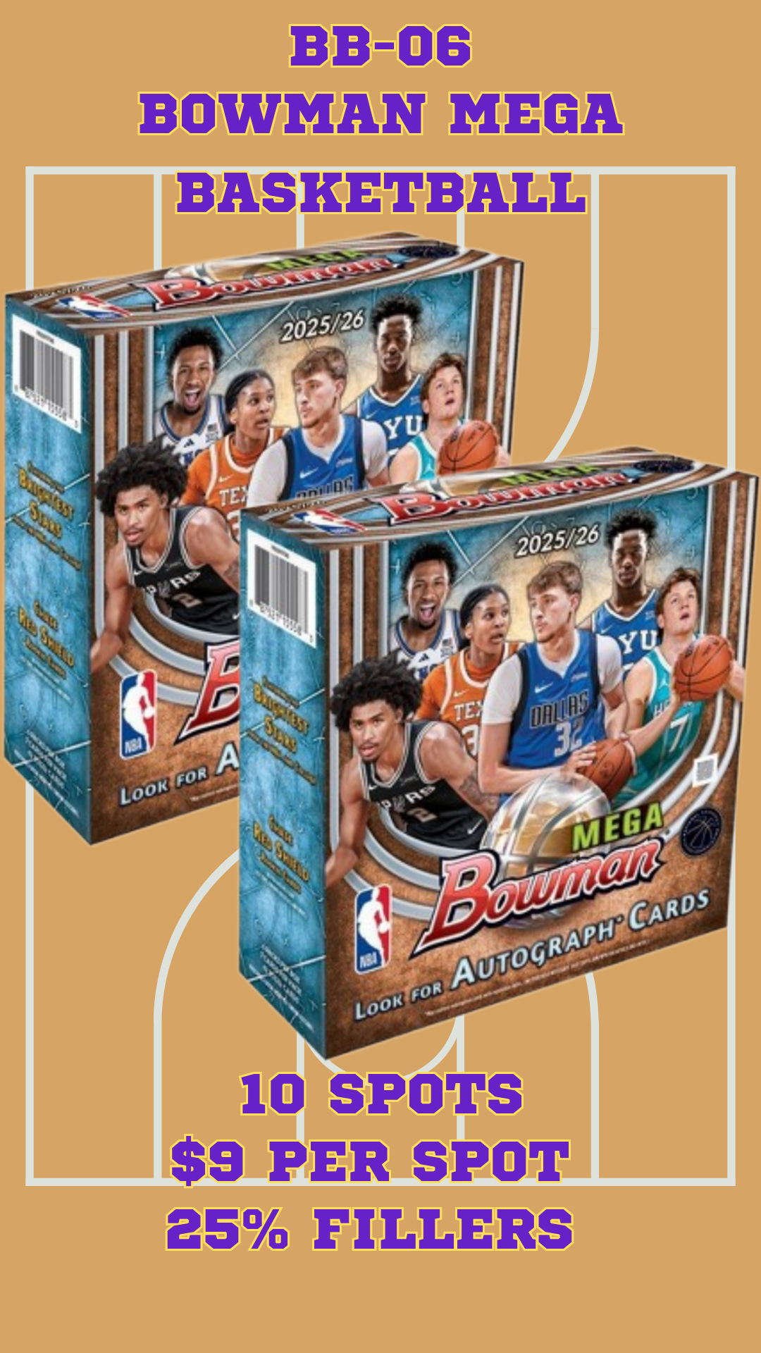 BB-06 R1 Left Side Serial # - 2026 Bowman basketball megas 25% FILLERS