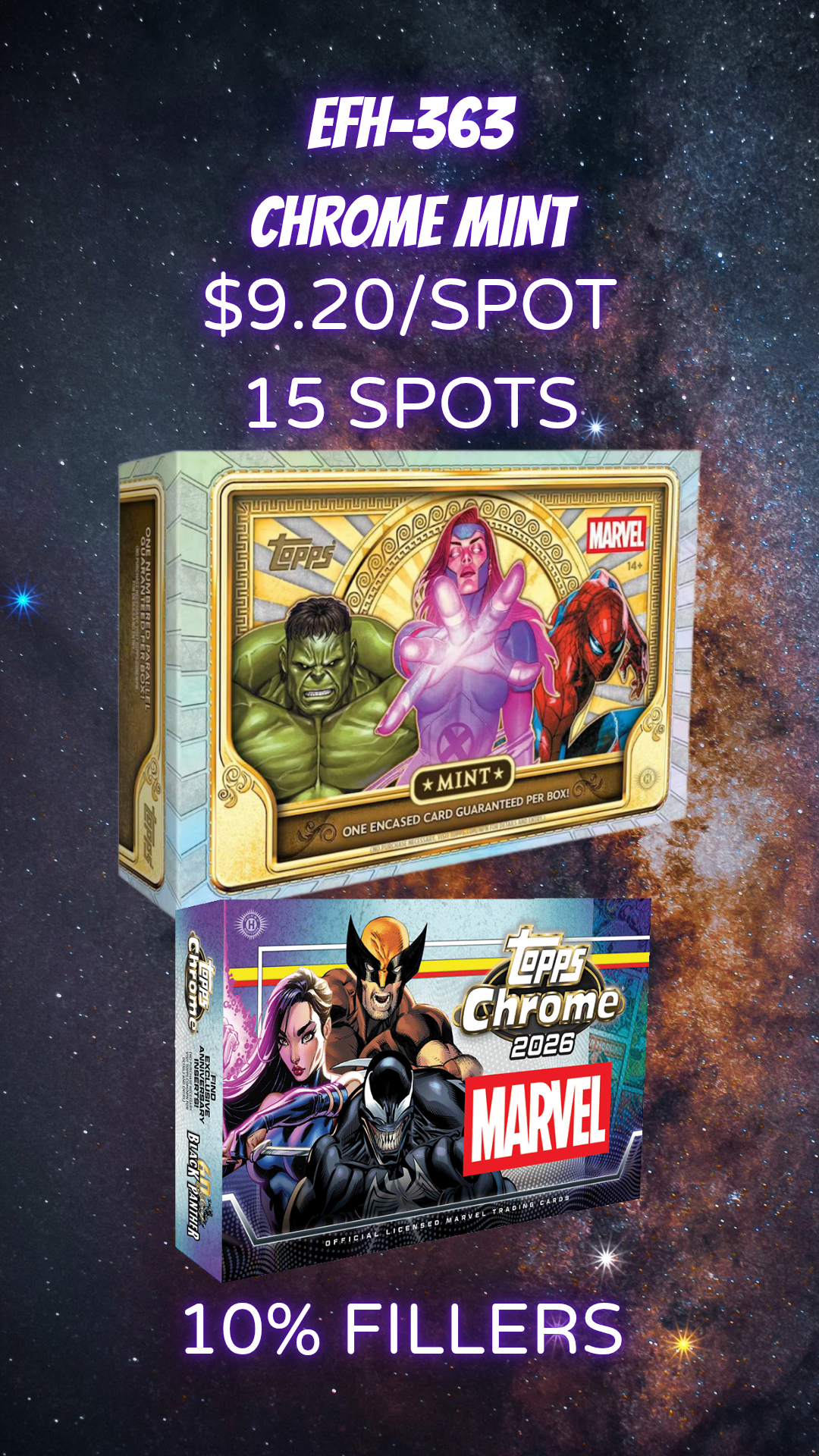 EFH-363 Marvel Random letter -15 spots 10% FILLERS