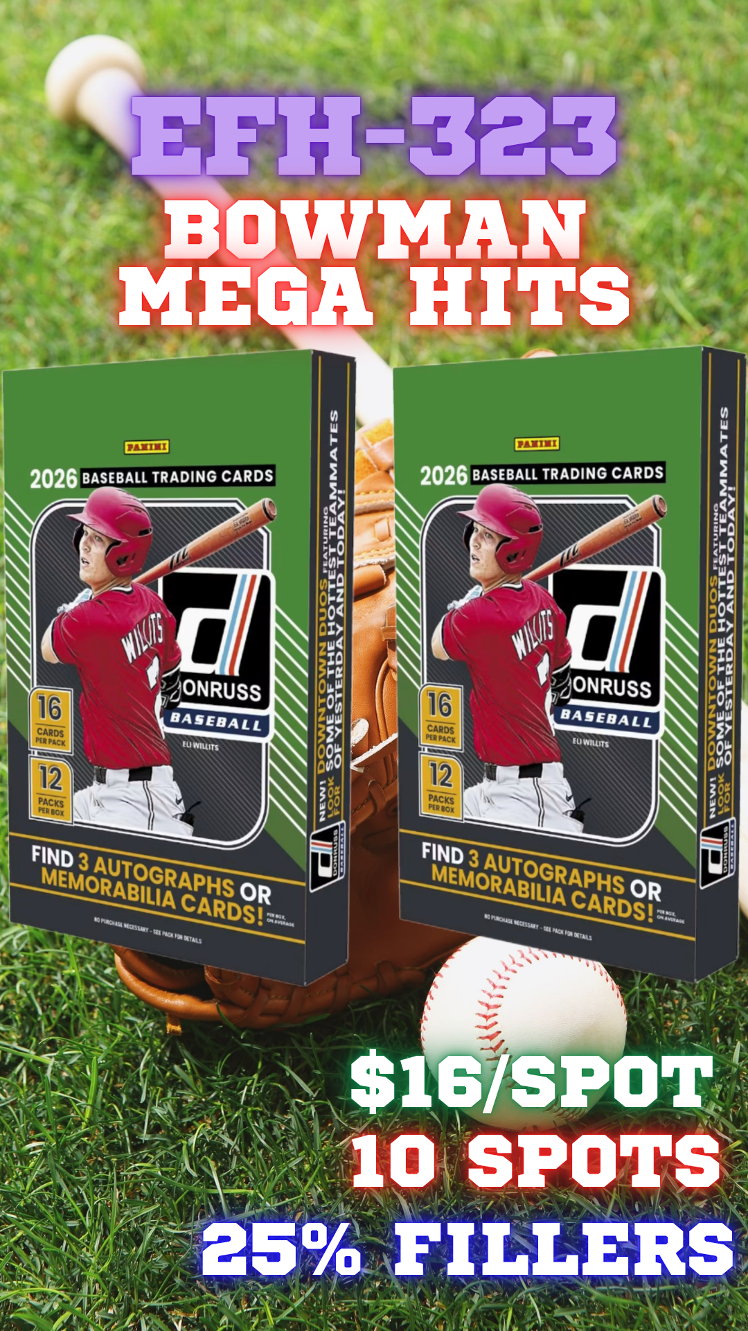 EFH-323 Donruss Baseball 10 spot - left side serial # 25% fillers