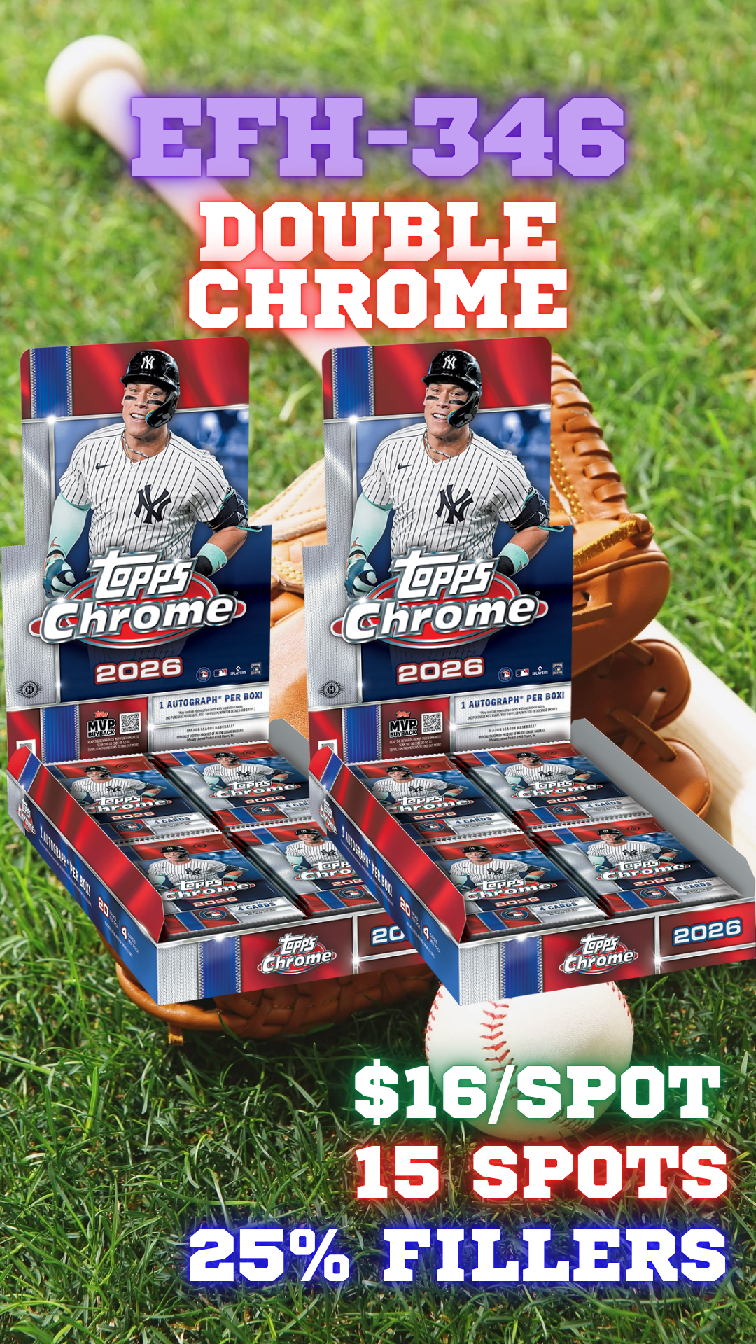 EFH-346 Double Chrome Baseball 15 spot - 2 Tiered teams 25% FILLERS