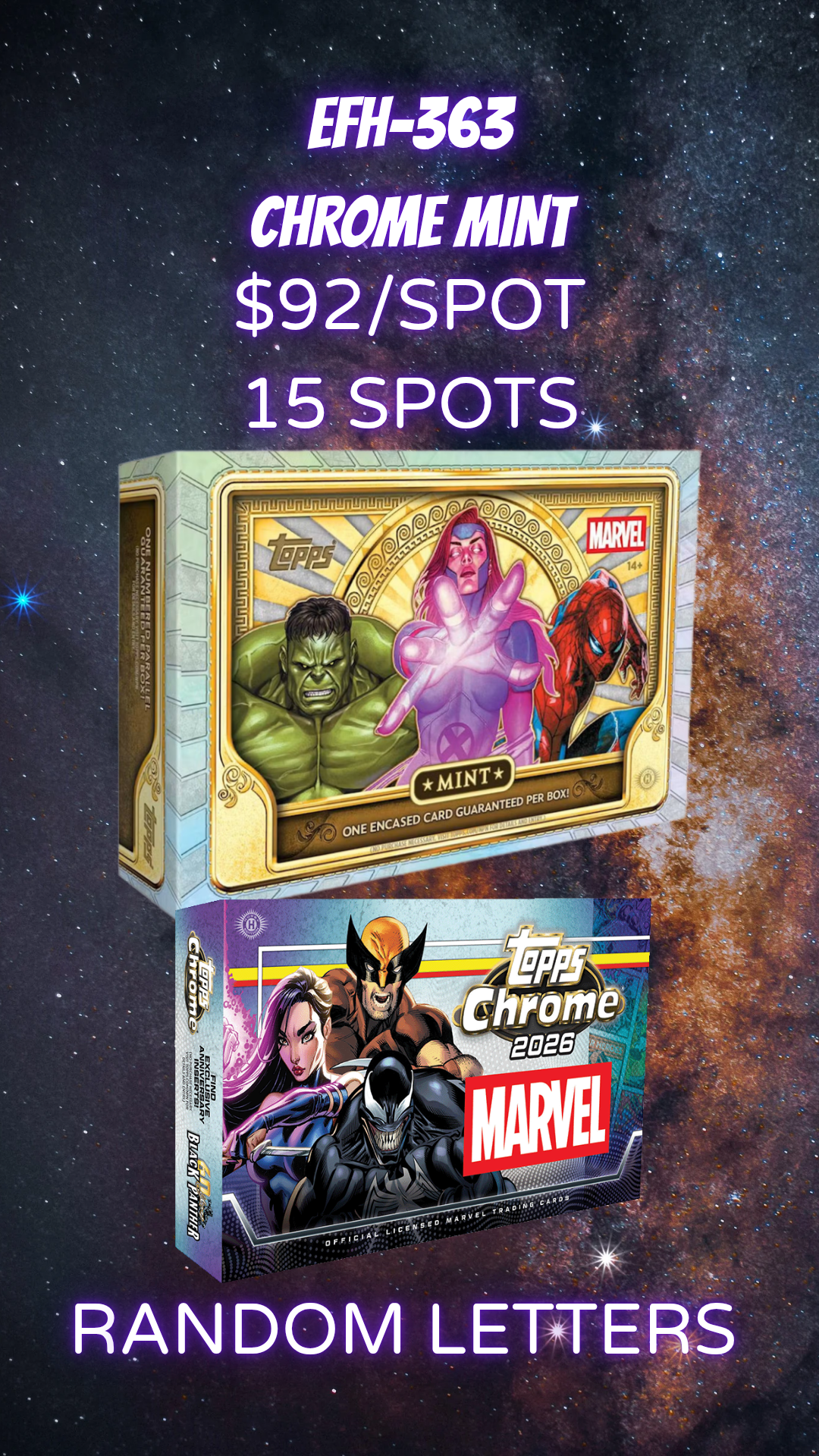 EFH-363 Marvel Random letter -15 spots